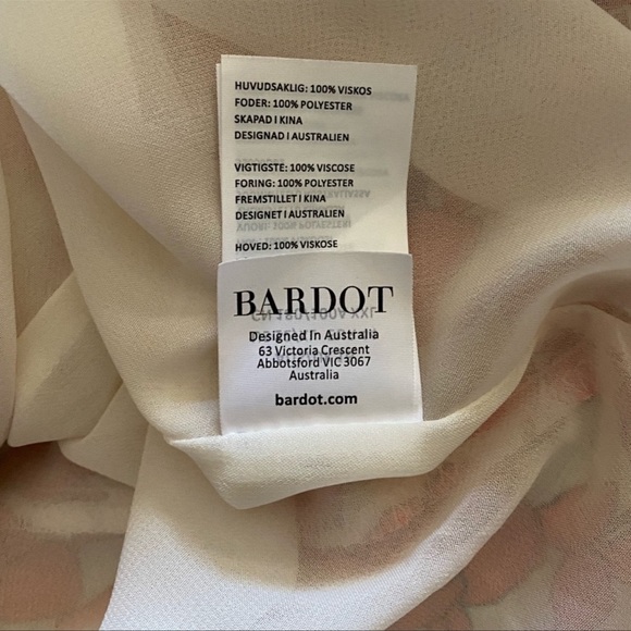 Bardot Fiesta Floral Faux Wrap Midi Dress Size 12 Red Asymmetrical Ruffles NEW - Picture 10 of 12